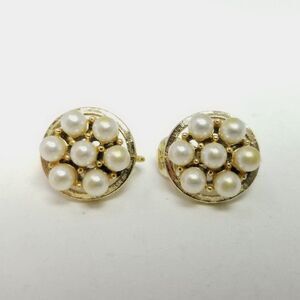 Vintage Pearl Cluster Clip On Earrings, Gold Tone Setting, Classic Retro Estate